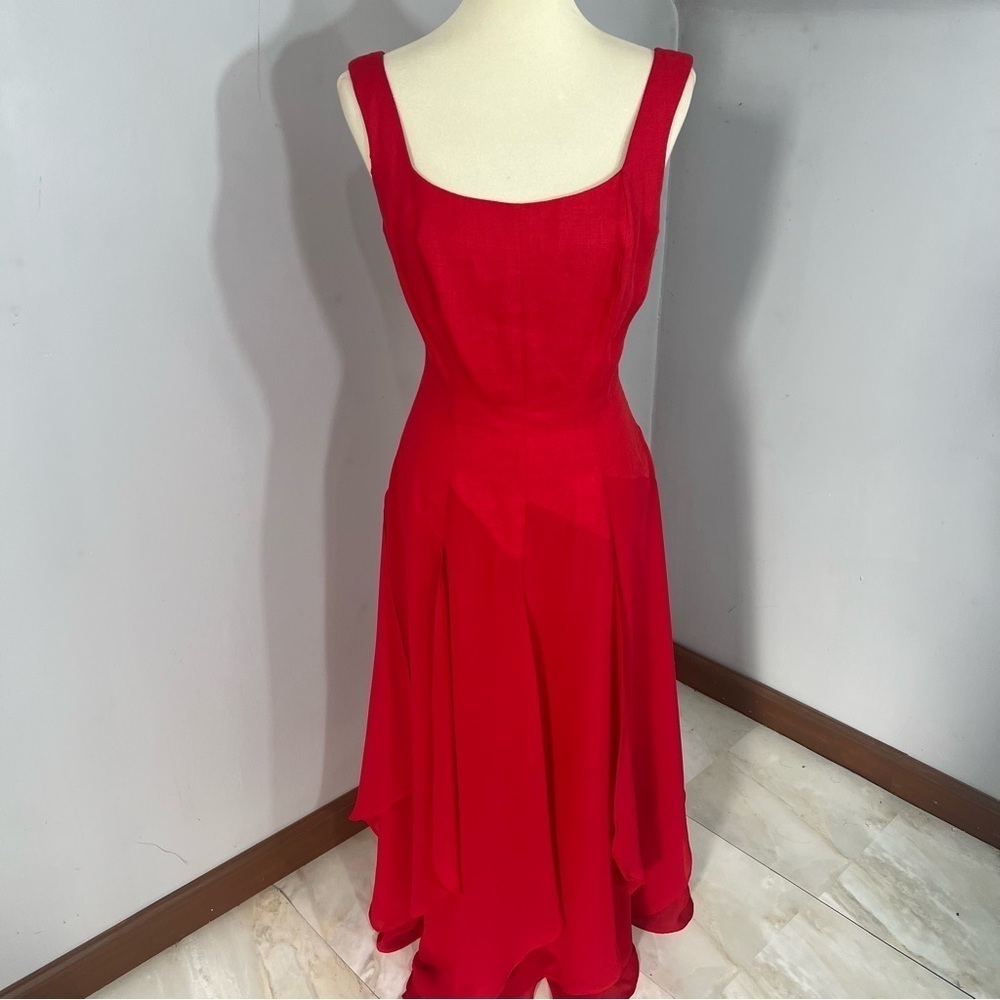 Vintage Kamisato Geary Roark red linen maxi dress classic formal cocktail vacay - Picture 12 of 12